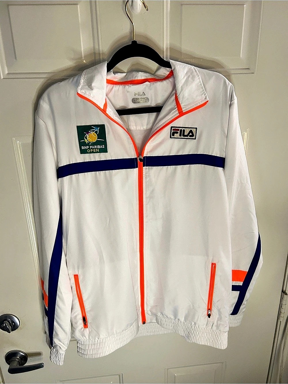Fila BNP Paribas Open Men's White & Blue Windbreaker Size Medium